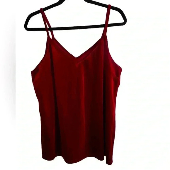 Tops - Velvet Camisole, Red, Size XXL